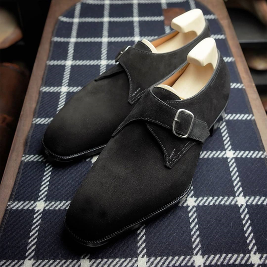 Black Suede Amriswil Single Monk Straps