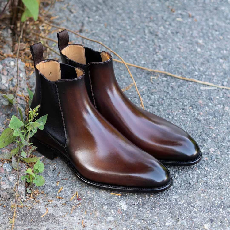 Height Increasing Brown Leather Valencia Slip On Chelsea Boots