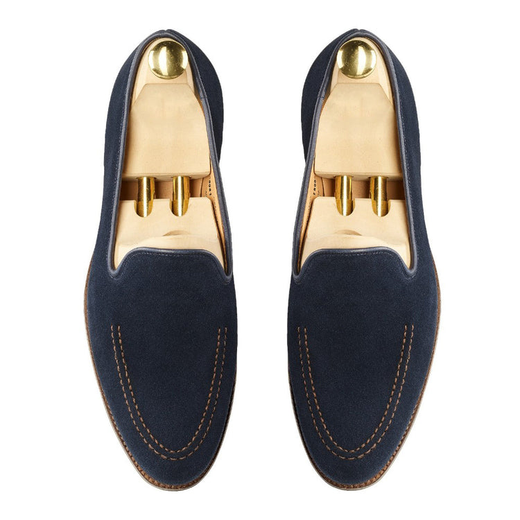 Navy Blue Suede Rotenburg Loafers