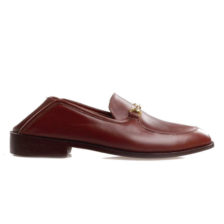 Flat Feet Shoes - Brown Leather Penela Horsebit Collapsible Loafer Slippers with Arch Support