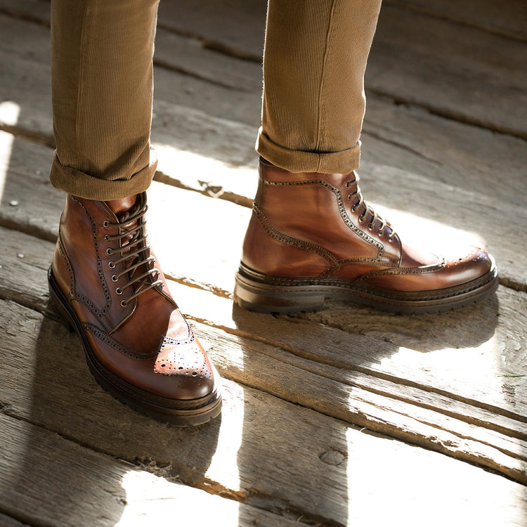 Tan Leather Travise Chunky Derby Boots
