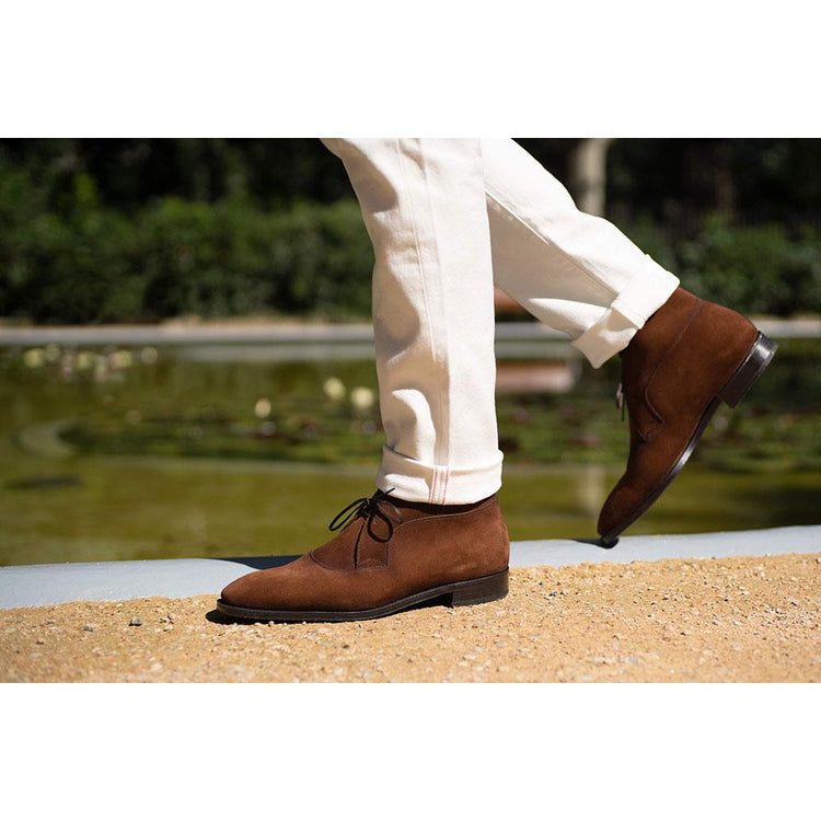 Flat Feet Shoes - Brown Suede Corowa Chelsea Boots with Arch Support
