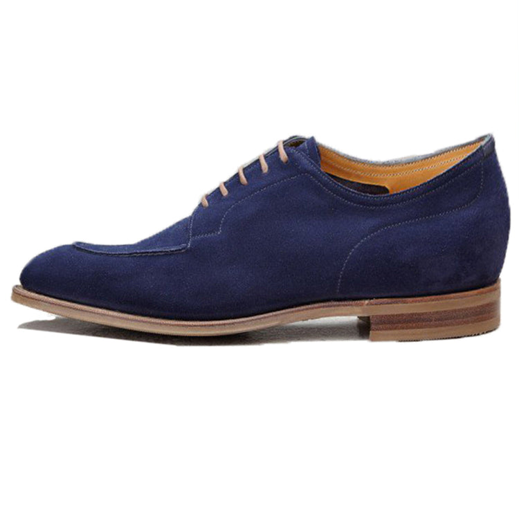 Height Increasing Navy Blue Suede Hamlet Derby Shoes