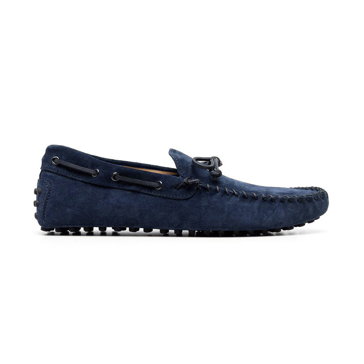 Height Increasing Navy Blue Suede Alcalde Driving Loafers