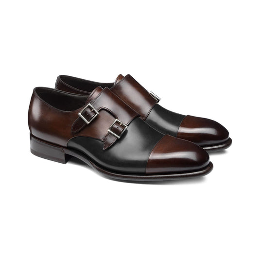 Height Increasing Brown and Black Leather Castle Monk Straps