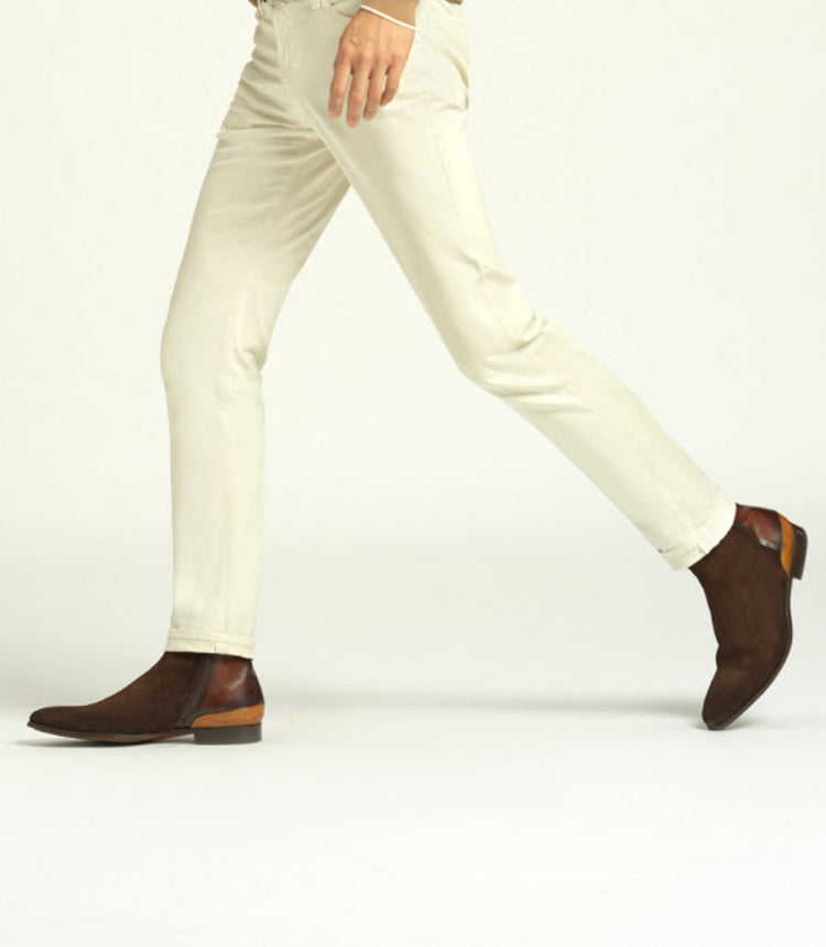 Brown Suede Nicotus Chelsea Zipper Boots