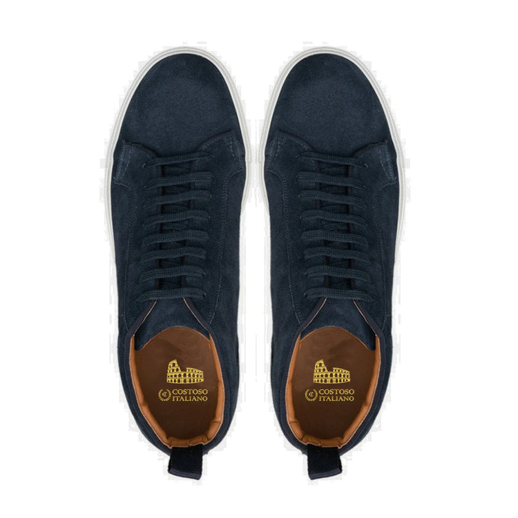 Flat Feet Shoes - Navy Blue Suede Leather Angus Sneaker Boots with Arch Support