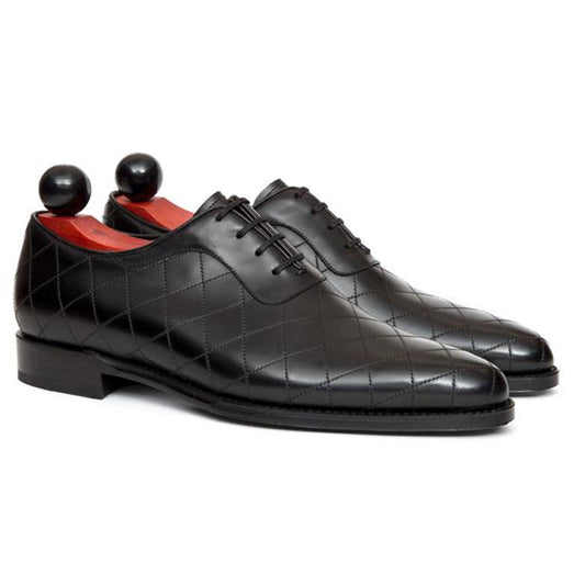 Flat Feet Shoes - Black Leather Copnor Oxfords with Arch Support
