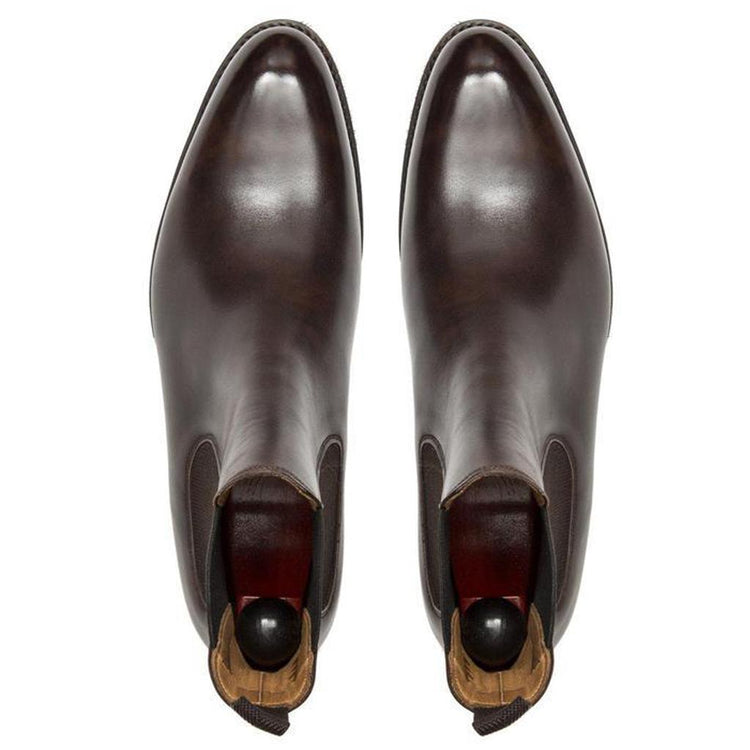 Flat Feet Shoes - Brown Leather Fenland Slip On Chelsea Boots with Arch Support