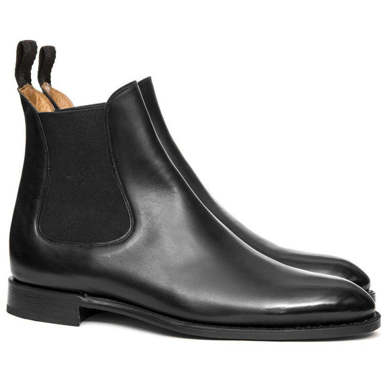 Height Increasing Black Leather Fenland Slip On Chelsea Boots