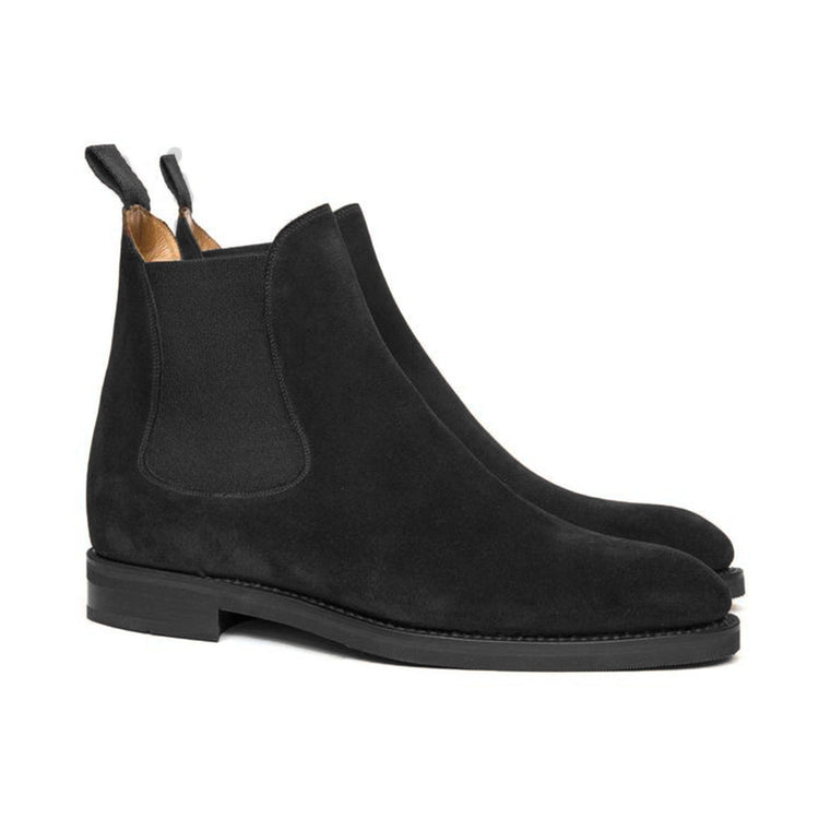 Height Increasing Black Suede Fenland Slip On Chelsea Boots