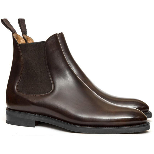 Height Increasing Brown Leather Fenland Slip On Chelsea Boots