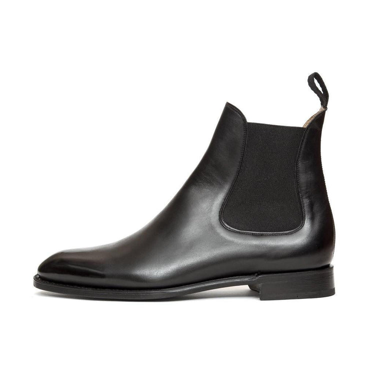 Flat Feet Shoes - Black Leather Fenland Slip On Chelsea Boots with Arch Support