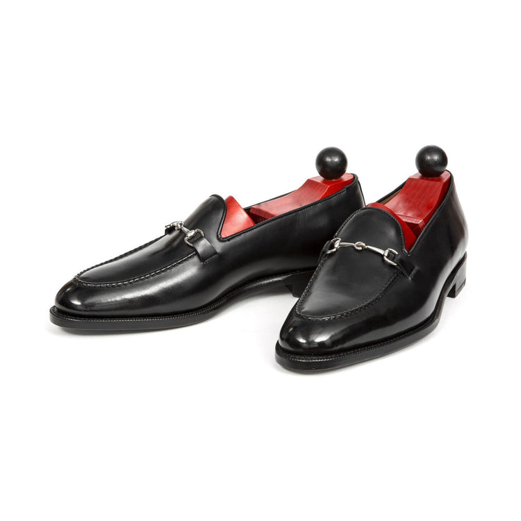 Height Increasing Black Leather Palmela Horsebit Loafers