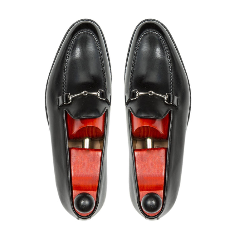 Height Increasing Black Leather Palmela Horsebit Loafers