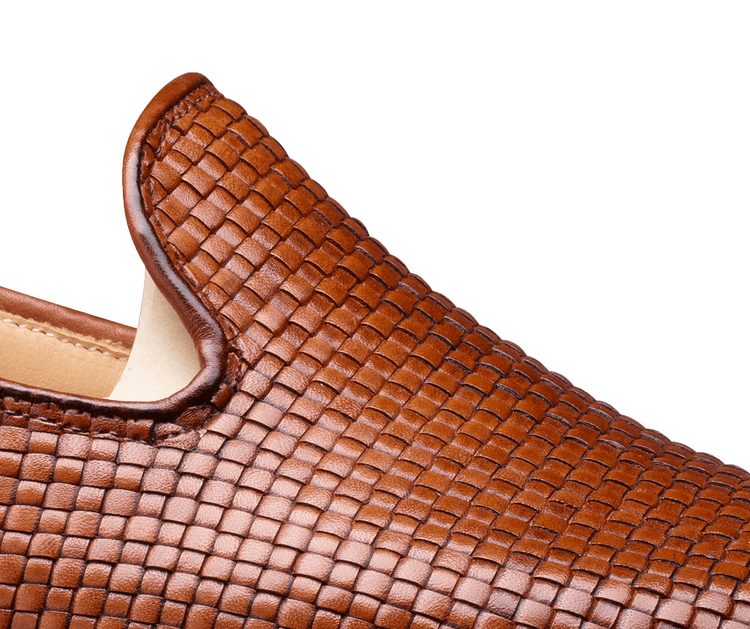 Flat Feet Shoes - Tan Braided Leather Forst Loafers with Arch Support