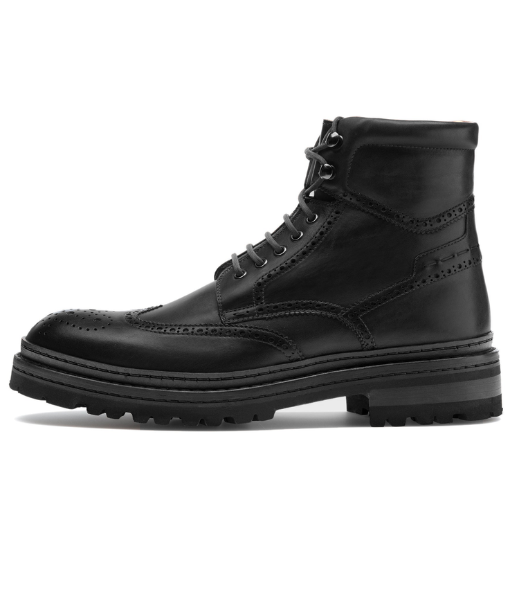 Black Leather Troyes Chunky Derby Boots