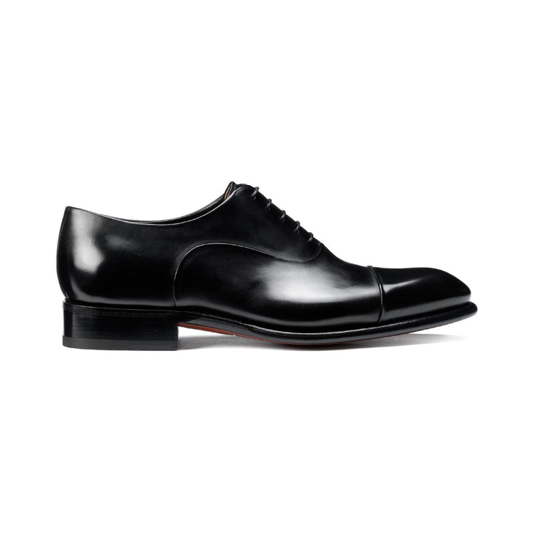 Height Increasing Black Leather Woodford Balmoral Toe Cap Oxfords - Formal Shoes