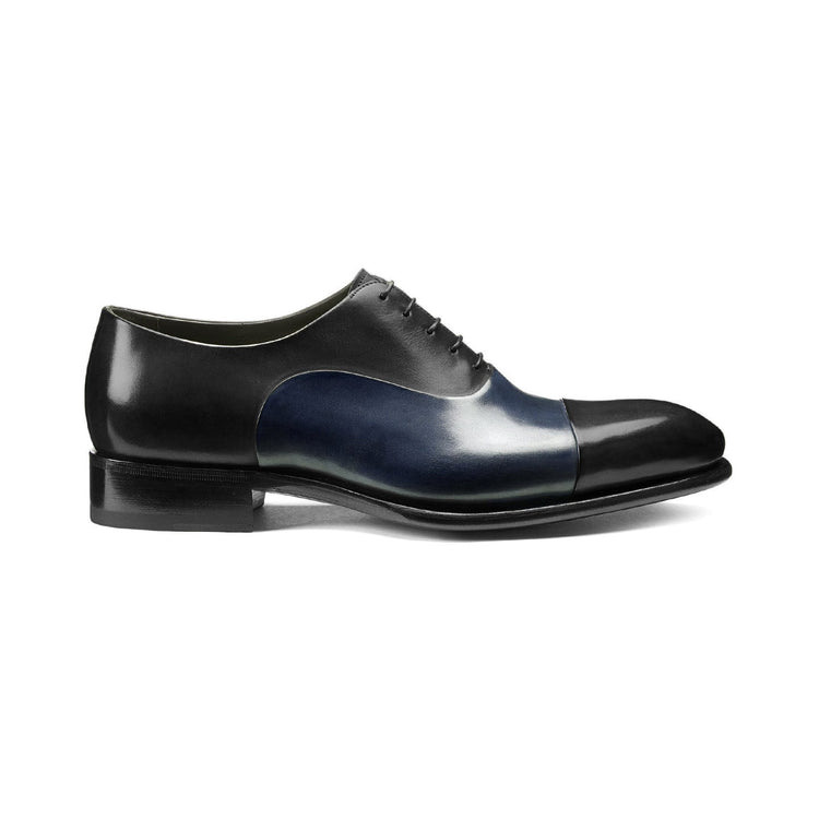 Black and Navy Blue Leather Woodford Balmoral Toe Cap Oxfords