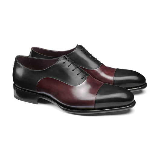 Height Increasing Black and Wine Burgundy Brown Leather Woodford Balmoral Toe Cap Oxfords