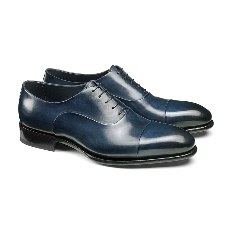 Height Increasing Navy Blue Leather Woodford Balmoral Toe Cap Oxfords