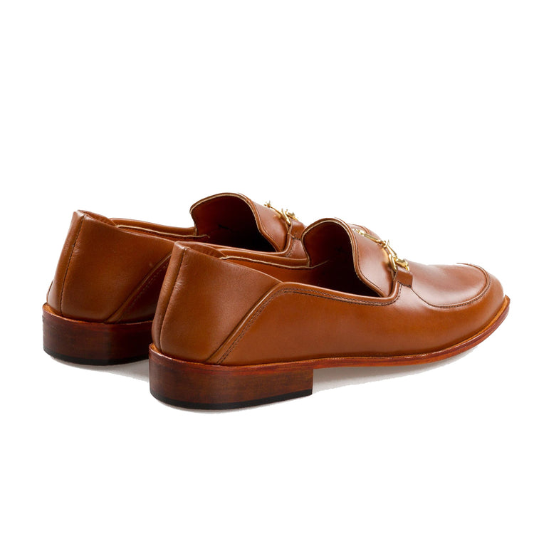 Tan Leather Penela Horsebit Collapsible Loafer Slippers
