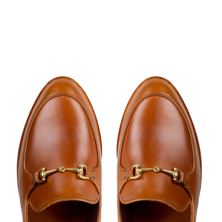 Tan Leather Penela Horsebit Collapsible Loafer Slippers