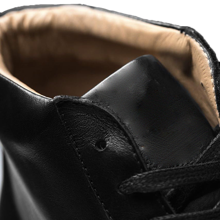 Height Increasing Black Leather Coleman Sneaker Boots