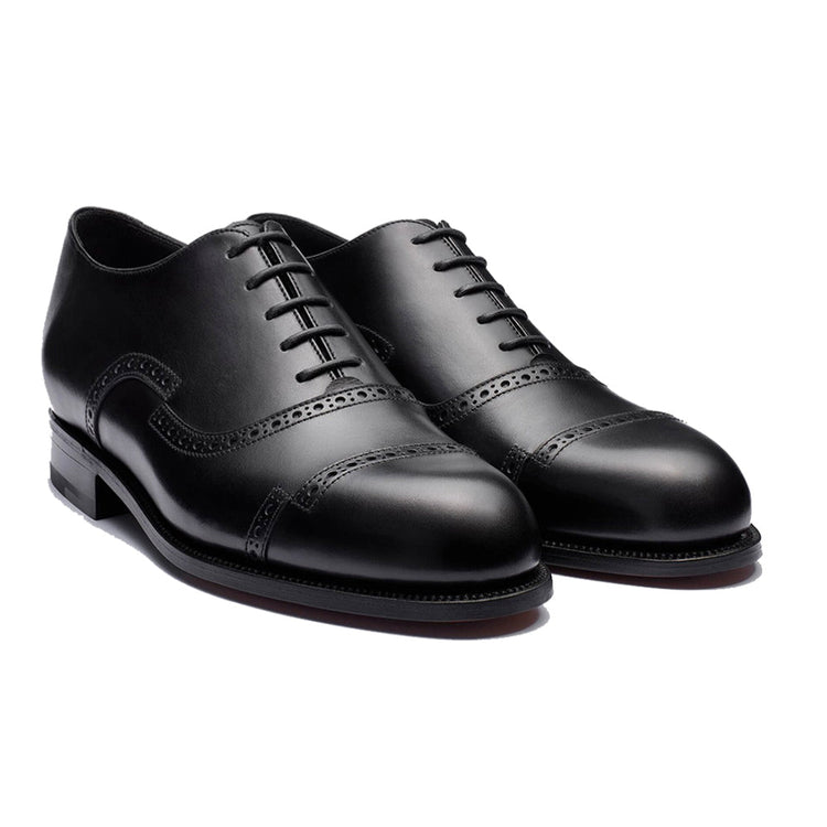 Height Increasing Black Leather Broxtowe Brogue Oxfords