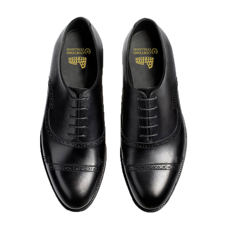 Height Increasing Black Leather Broxtowe Brogue Oxfords