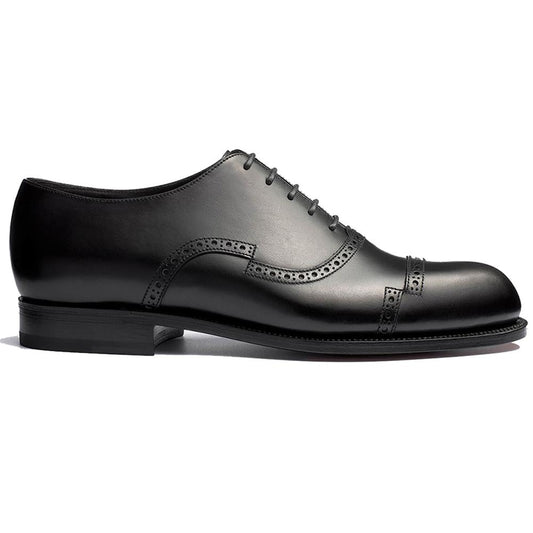 Flat Feet Shoes - Black Leather Broxtowe Brogue Oxfords with Arch Support