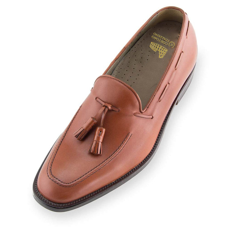 Height Increasing Tan Leather Stanley Tassel Loafers